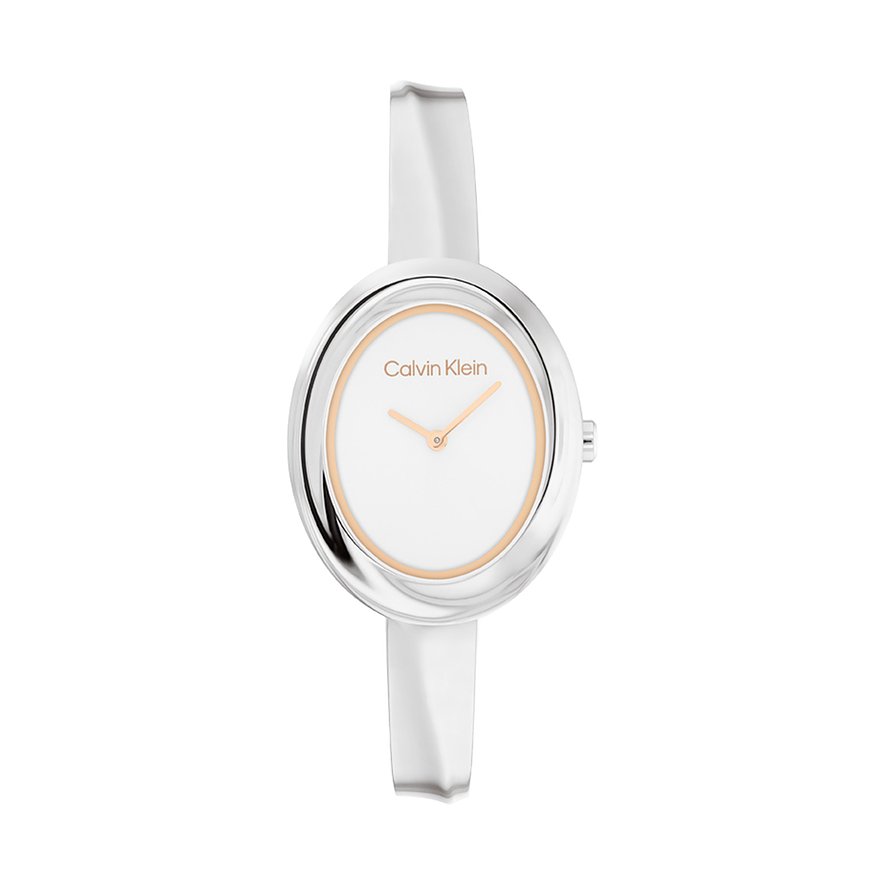 Calvin Klein Damenuhr Twisted Bezel 25100055, Damen, Edelstahl, Armband: Edelstahl, Quarz