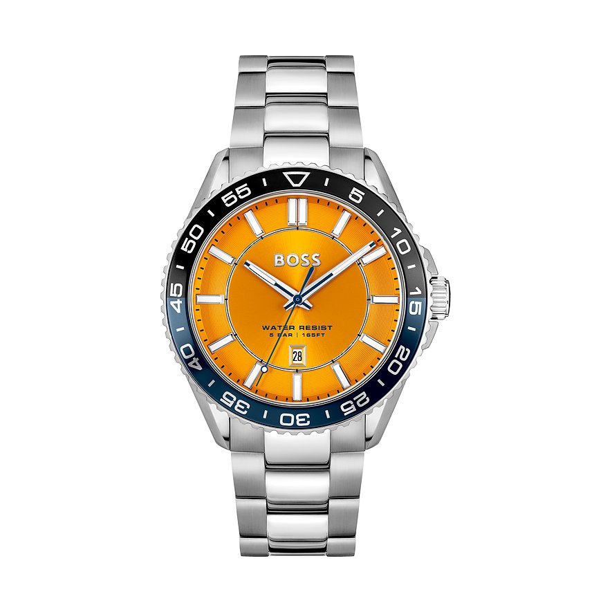 Boss Herrenuhr Runner 3H 1514206, Herren, Edelstahl, Aluminium, Armband: Edelstahl, Quarz, analog