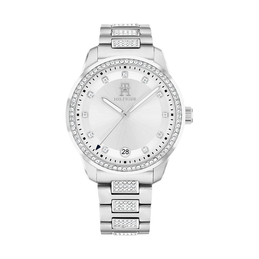 Tommy Hilfiger Damenuhr Th85 Crystals 1782757, Kristall, Damen, Edelstahl, Armband: Edelstahl, Quarz, analog