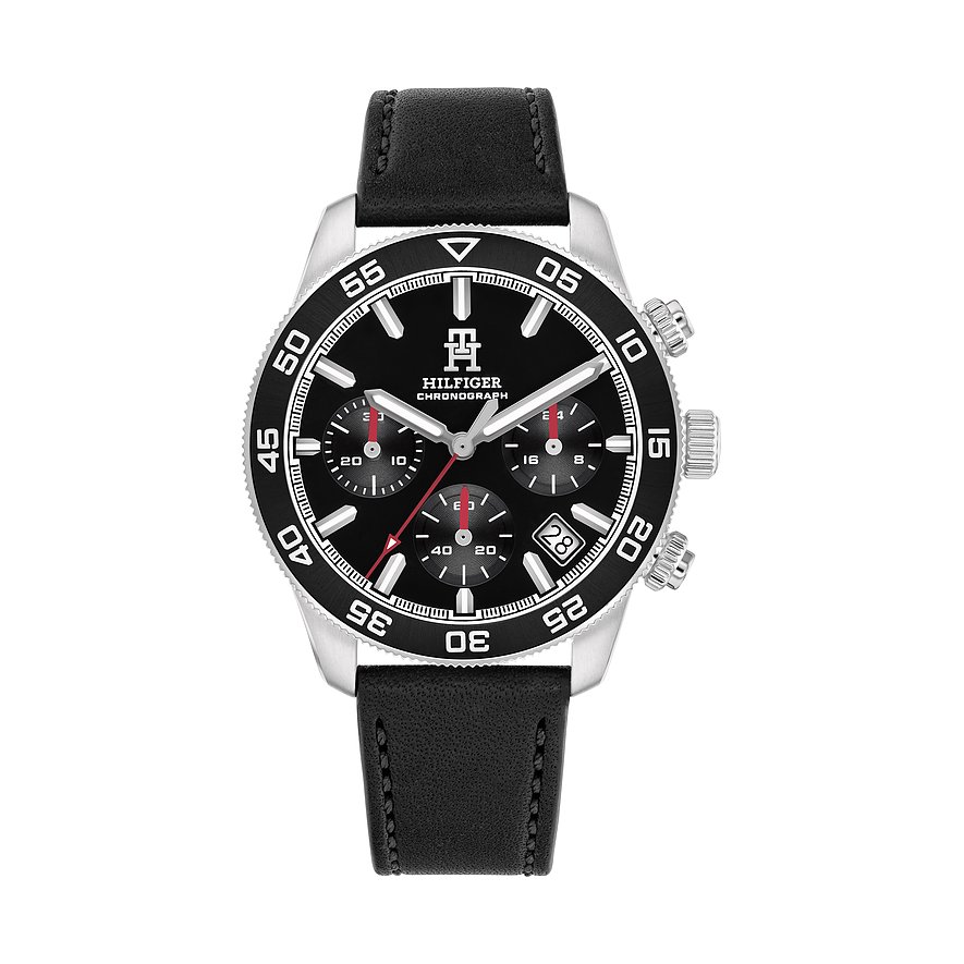 Tommy Hilfiger Chronograph Th85 Chrono 1792162, Herren, Edelstahl, Aluminium, Armband: Leder, Quarz, analog