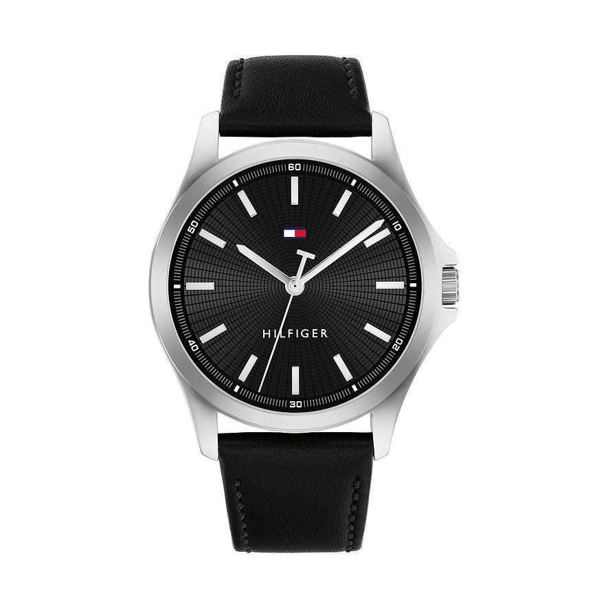 Tommy Hilfiger Herrenuhr Bruce 1710668, Herren, Edelstahl, Armband: Leder, Quarz, analog