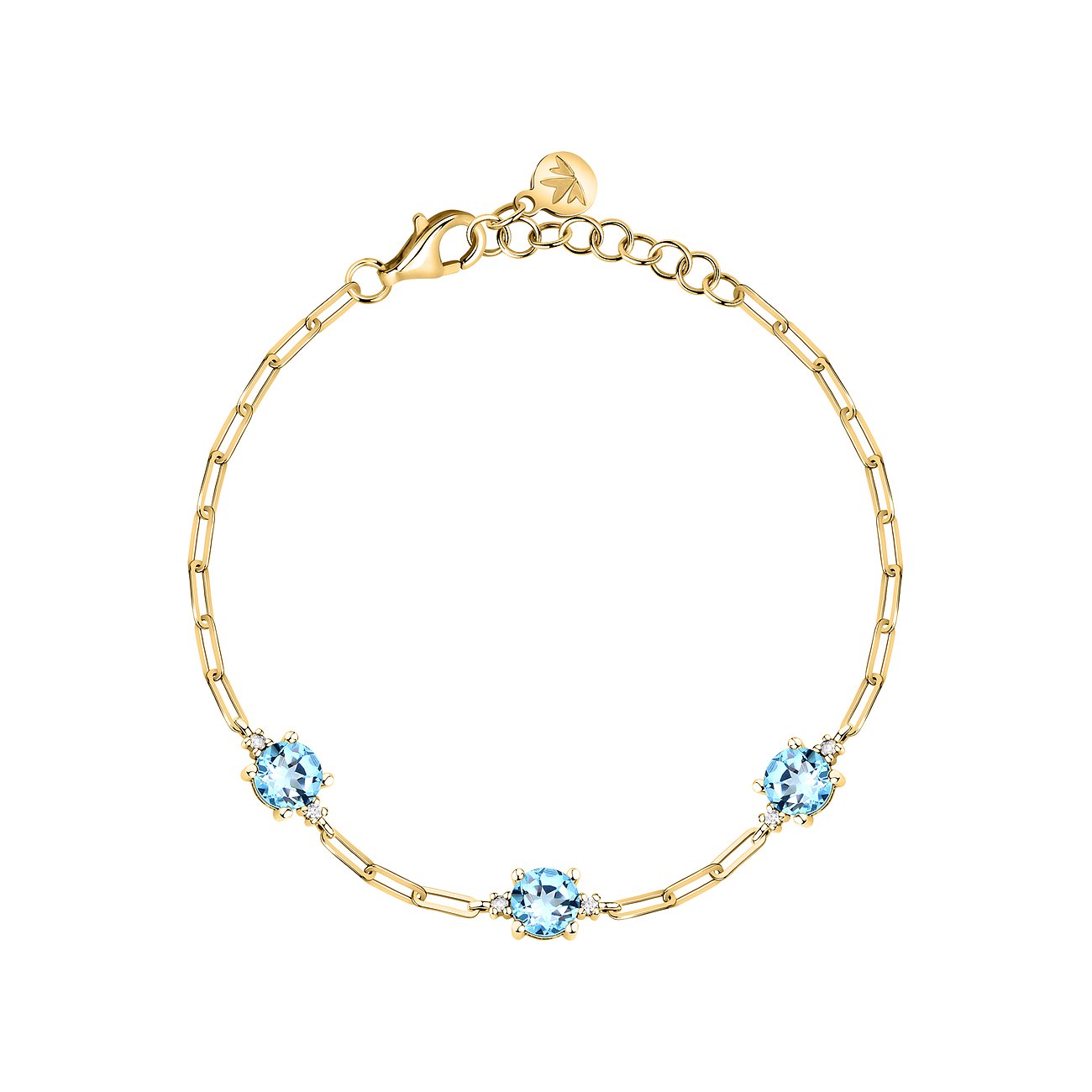 Morellato armbånd af 925 genanvendt sølv med blå zirkonia og en karabinlås.