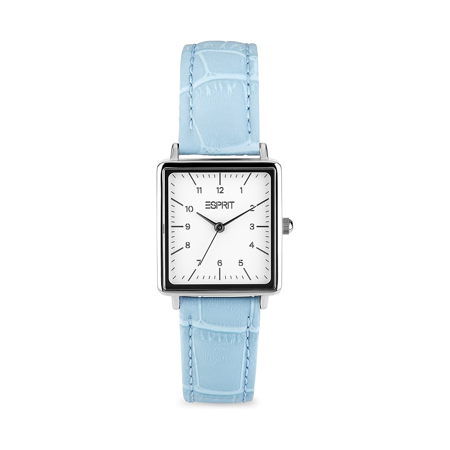 ESPRIT Damenuhr SQUARE, Damen, Edelstahl, Armband: Leder, Quarz, analog
