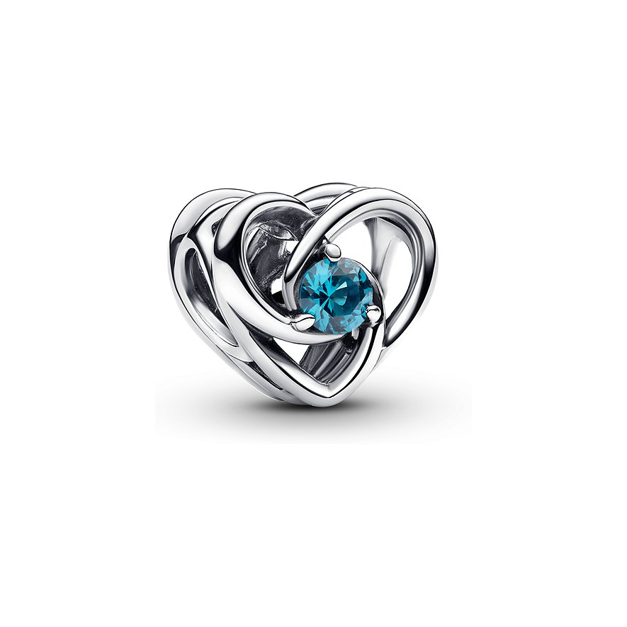 Pandora Anhängeschmuck aus 925er Silber mit blauem Kristall.