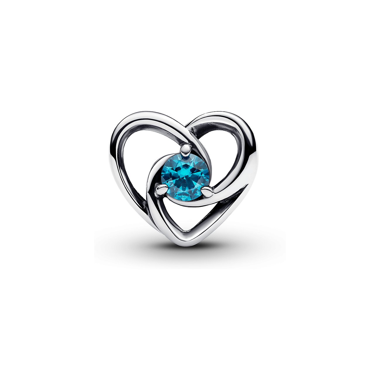 Pandora Anhänger aus 925er Silber mit blauem Kristall.