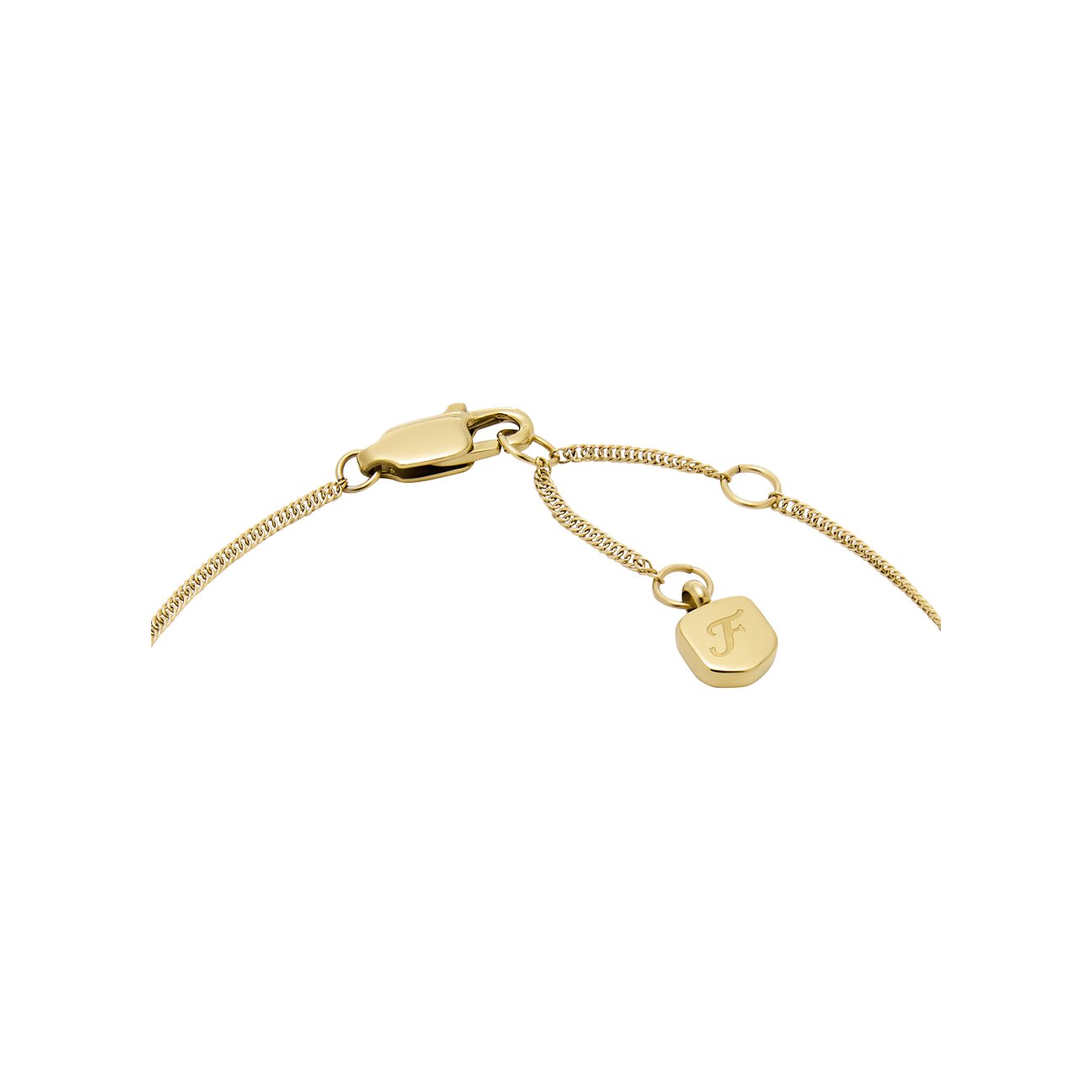 Fossil armband i rostfritt stål med malakit, guldfärgad.