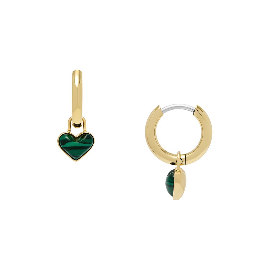 Fossil Creolen MODERN MEADOWS, Malachit, Damen, Edelstahl, gold