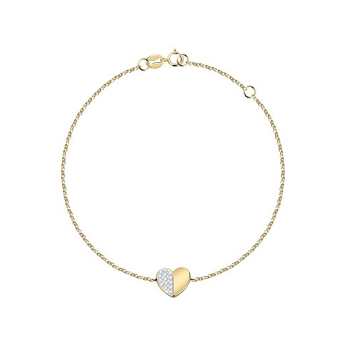 FAVS Armband aus 375 Gelbgold mit Kristall-besetztem Herzanhänger.