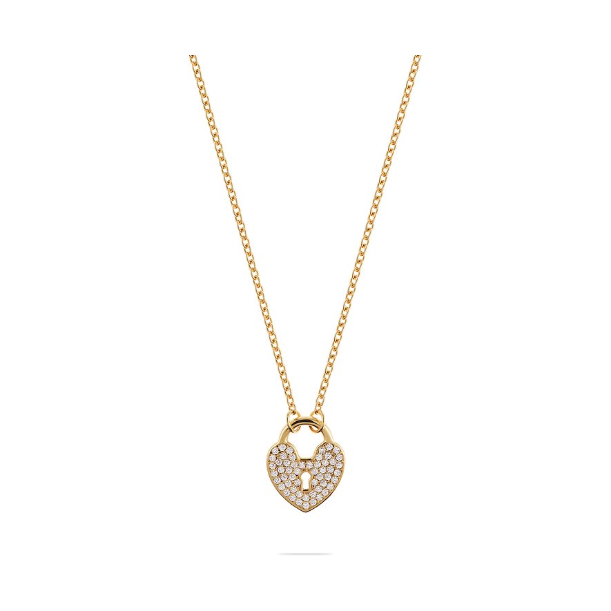 CHRIST Damen-Kette aus 925er Silber, Herzanhänger mit Zirkonia besetzt.