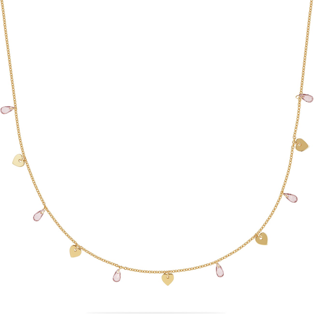 CHRIST halsband av 925 återvunnet silver med rosa zirkoner och hjärthängen.