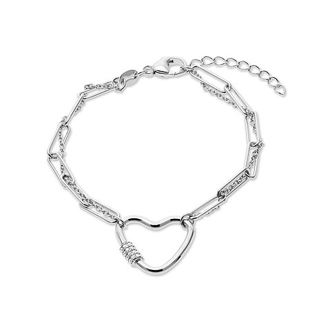 CHRIST Armband aus 925er Silber, mit Zirkonia besetztem Herz-Anhänger.