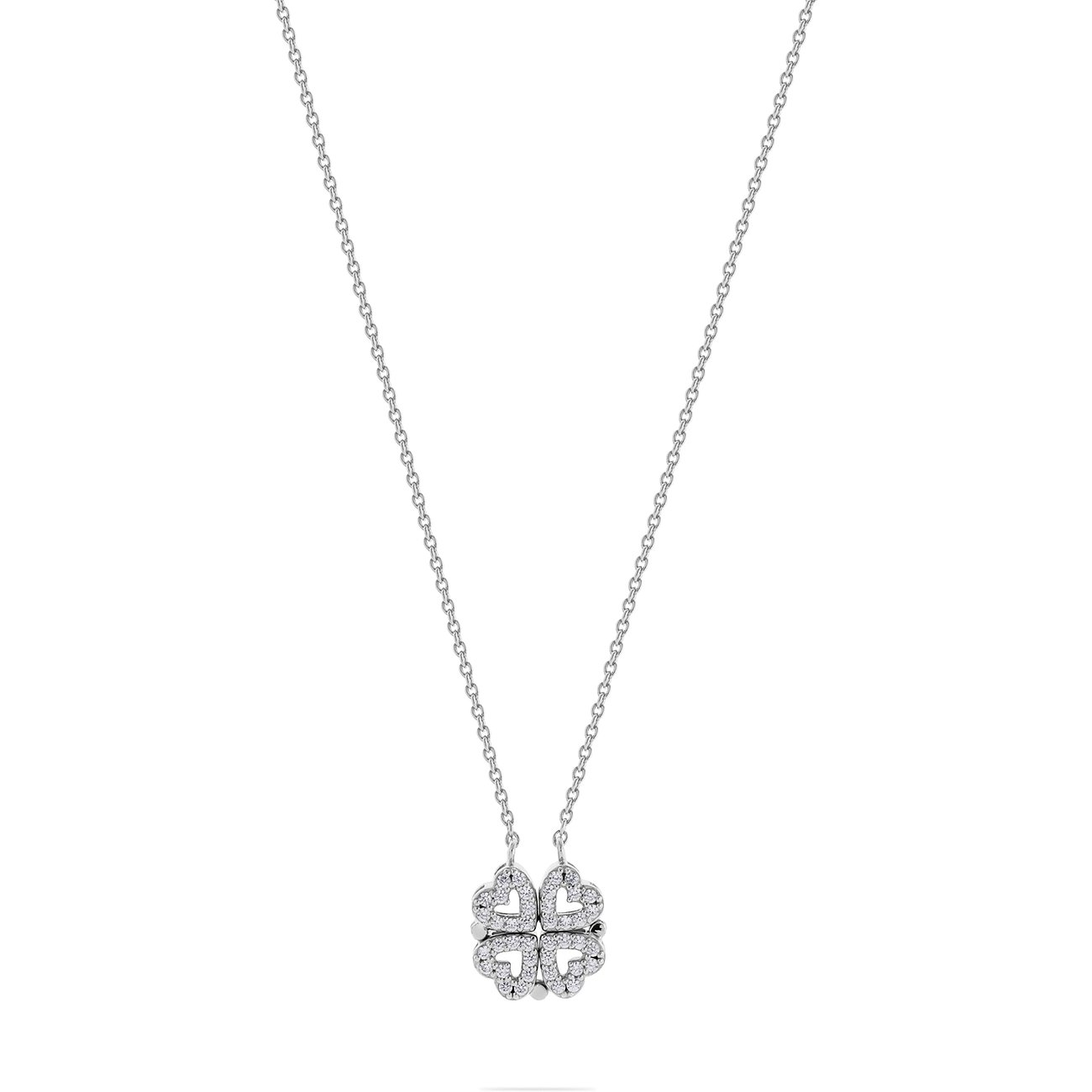 Collier CHRIST en argent 925 avec zirconias dans un design de trèfle.