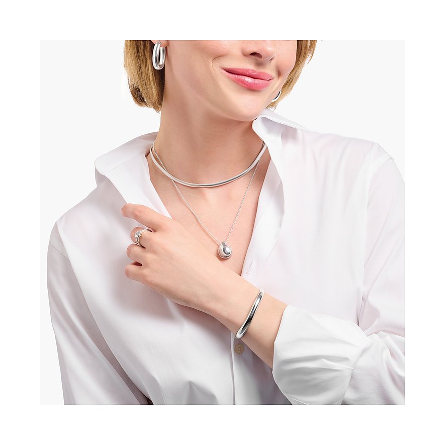 Thomas Sabo Halskette aus 925er Silber mit Tropfen-Anhänger und Schlangenketten-Design.