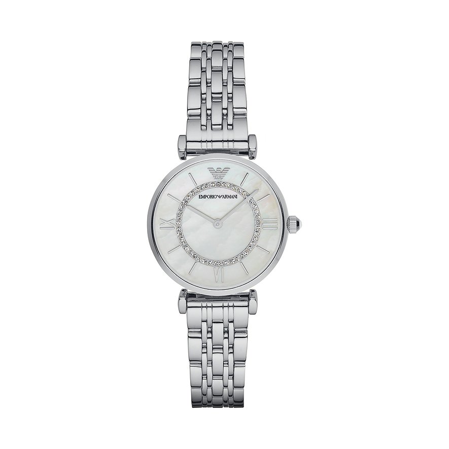 2. Chance - Emporio Armani Damenuhr AR1908, Glasstein, Damen, Edelstahl, Armband: Edelstahl, Quarz, analog