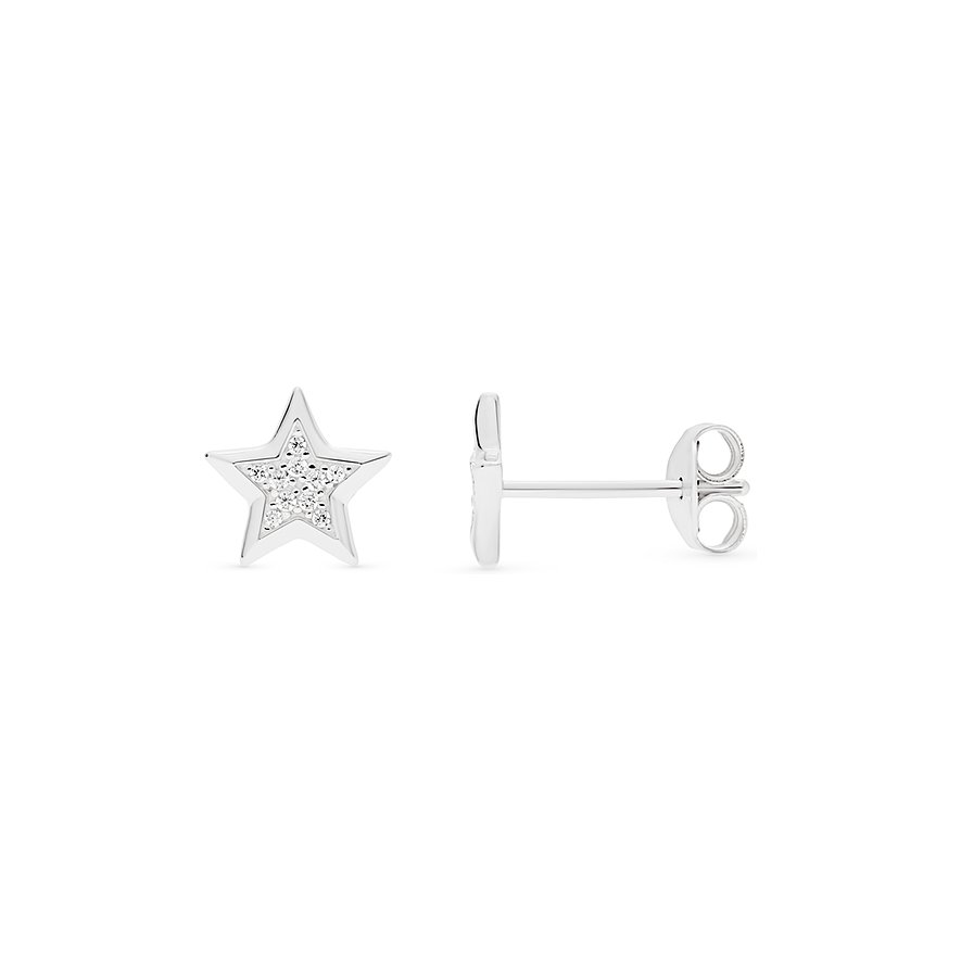 FAVS Ohrschmuck aus 925er Silber in Form eines Sterns, besetzt mit funkelnden Zirkon-Farbsteinen.