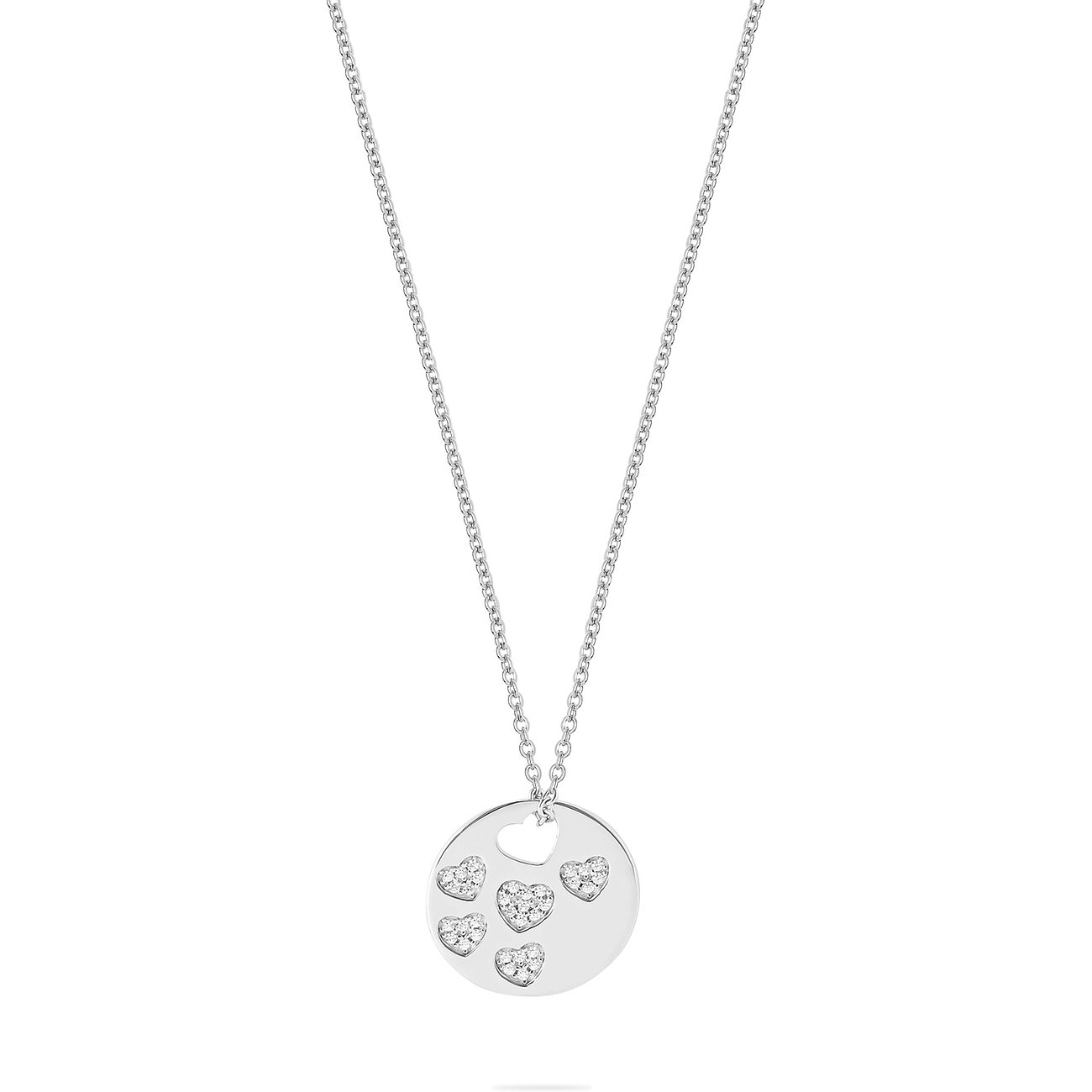 JETTE Halsschmuck aus 925 recyceltem Silber mit Zirkonia besetzten Herzen.