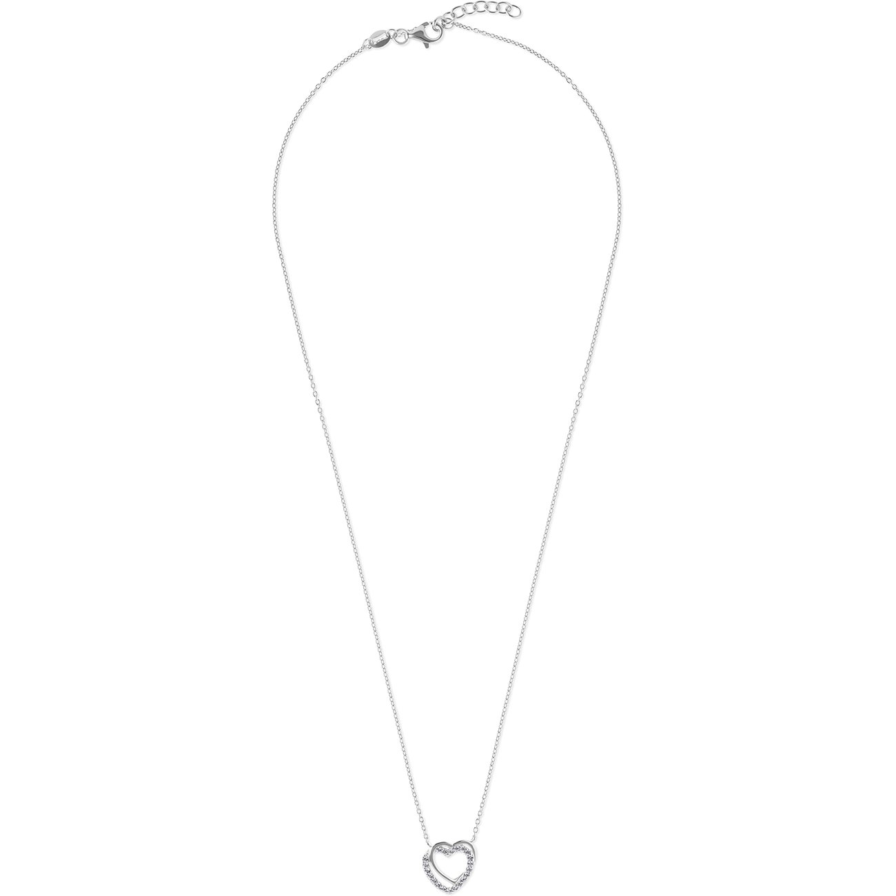 Collier FAVS en argent sterling 925 avec pendentif cœur scintillant, serti de pierres de zircon. Bijou élégant.