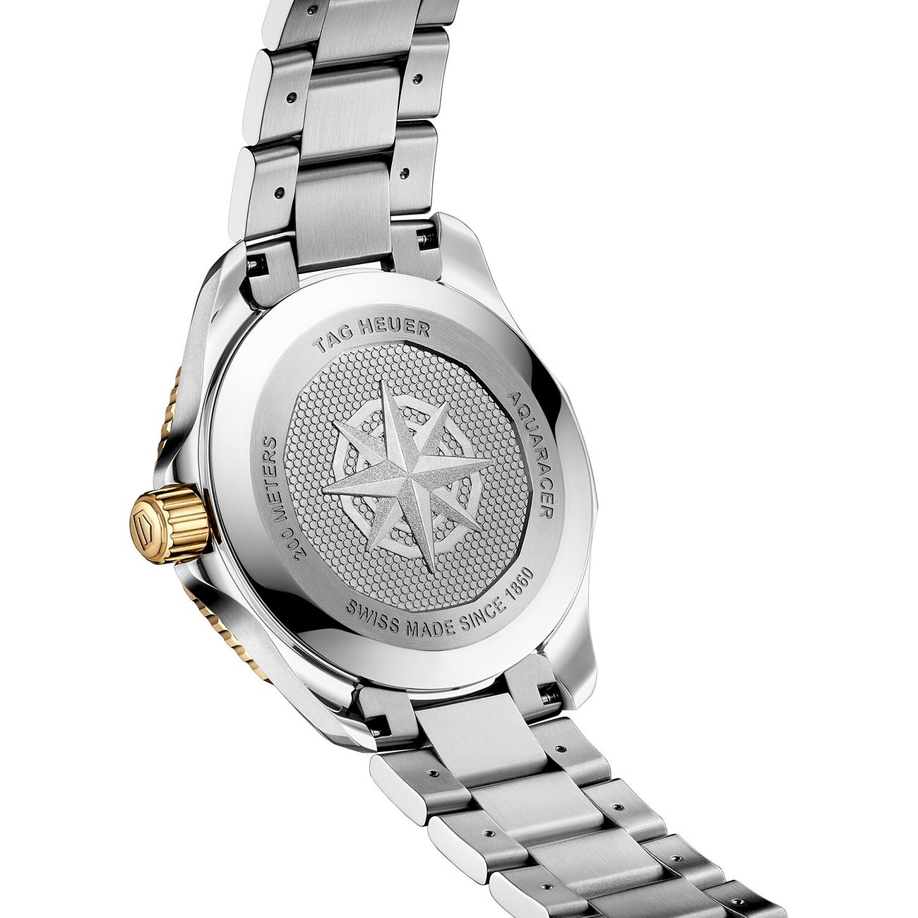 TAG Heuer Aquaracer Unisexuhr mit Edelstahlgehäuse und rosévergoldeter Lünette.