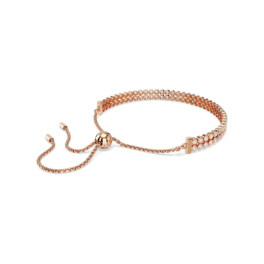 Swarovski Armband aus rosévergoldetem Metall mit weißen Kristallen.