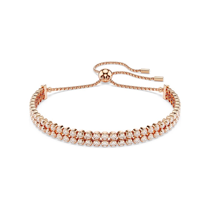 Swarovski Armband aus rosévergoldetem Metall mit weißen Kristallen.