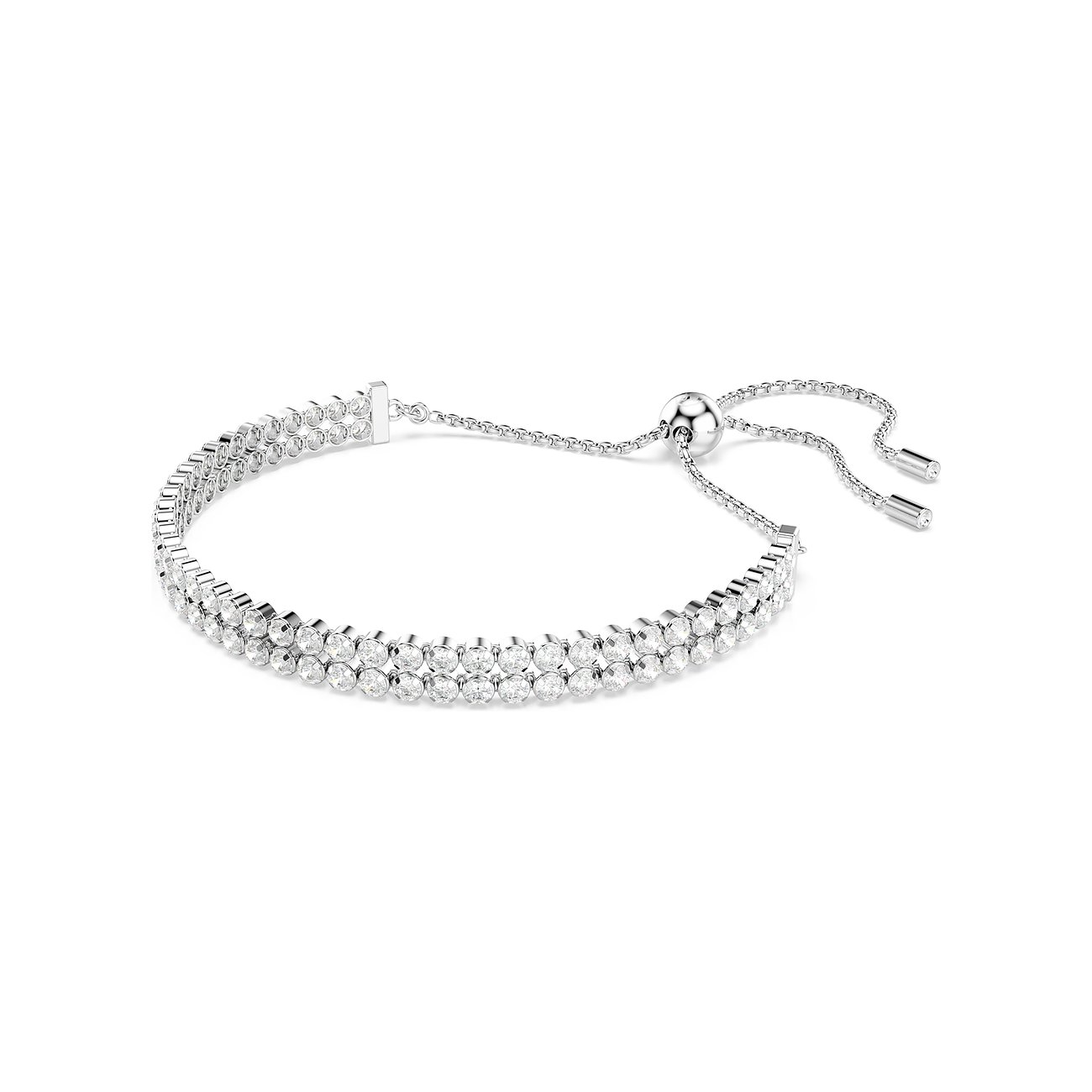 Swarovski Armband aus Metall mit weißen Kristallen, zweireihig.