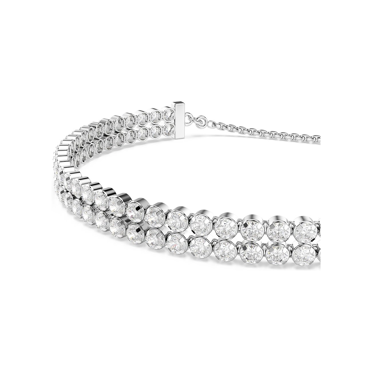 Swarovski Armband aus Metall mit weißen Kristallen und T-Bügelverschluss.