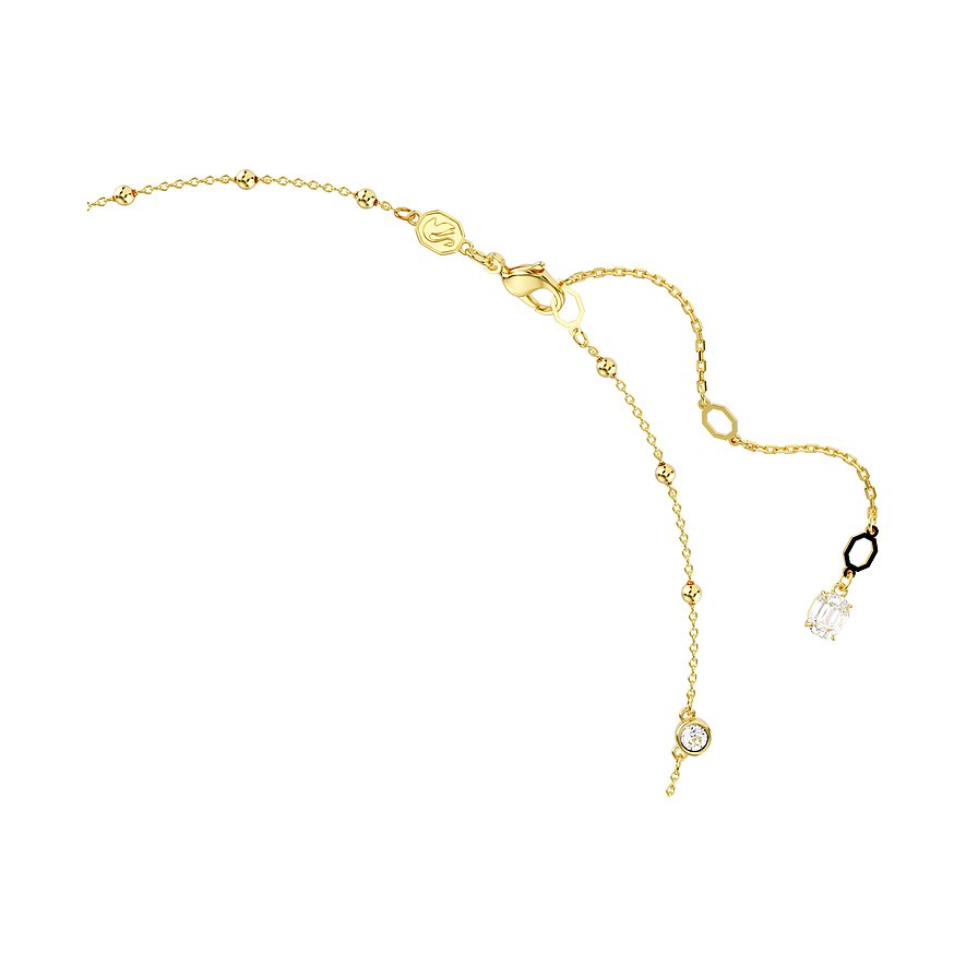 Swarovski ketting van metaal met kristallen en bollen, goudkleurig.