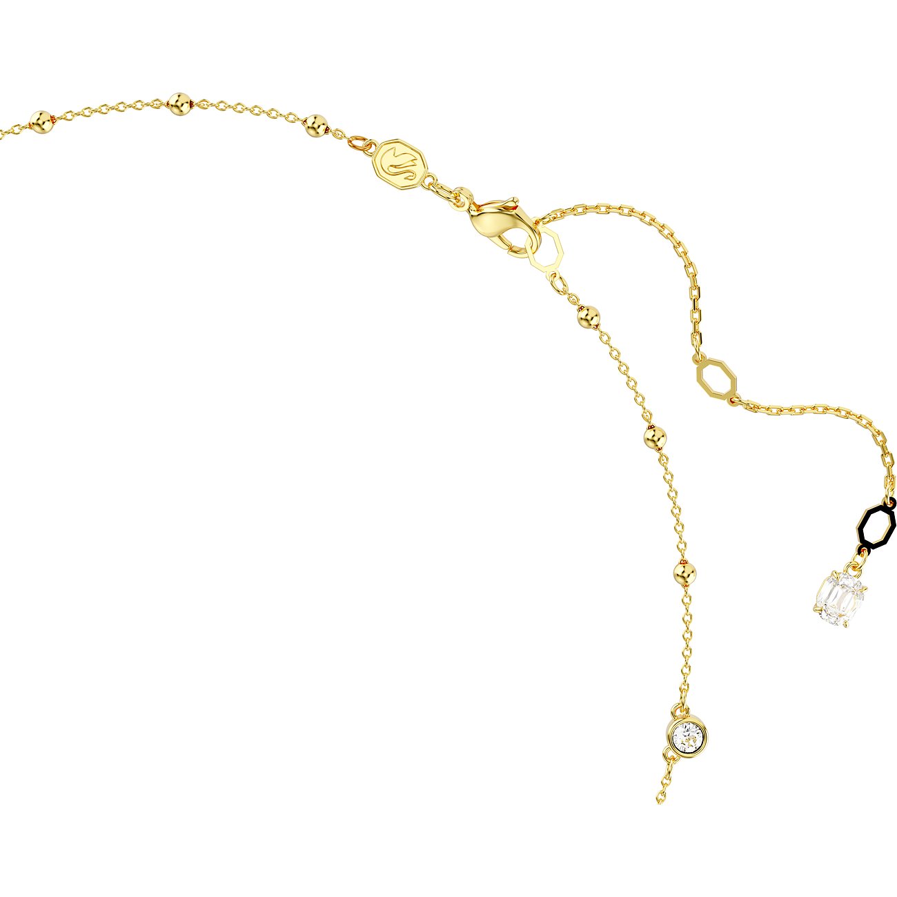 Swarovski ketting van metaal met kristallen en bollen, goudkleurig.