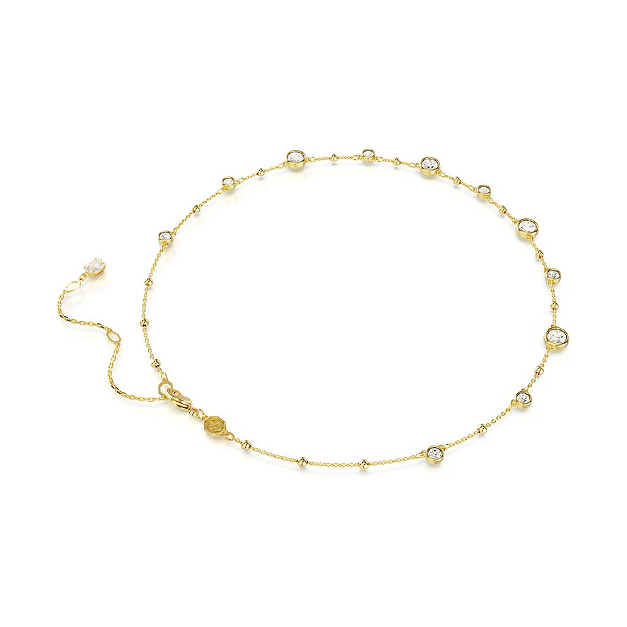 Swarovski ketting van metaal met kristallen, goudkleurig, met karabijnsluiting.