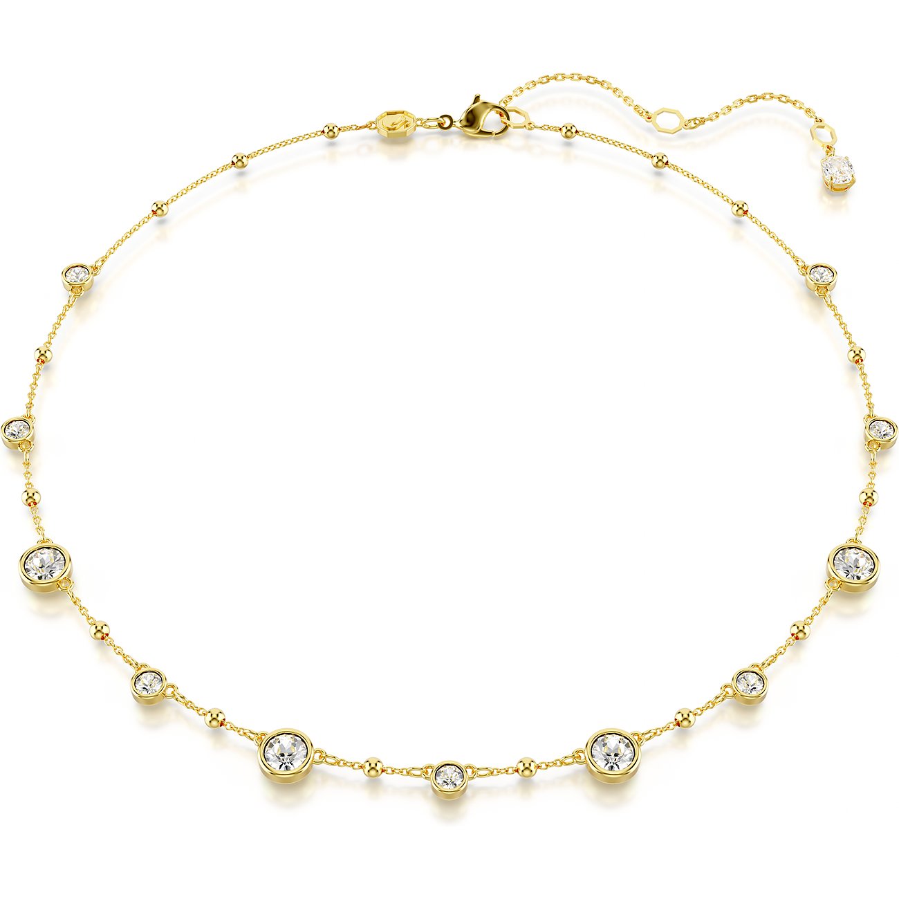 Swarovski ketting van metaal met kristallen, goudkleurig.