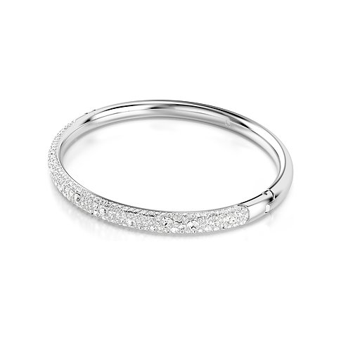 Swarovski armband van gerhodineerd metaal met witte kristallen.