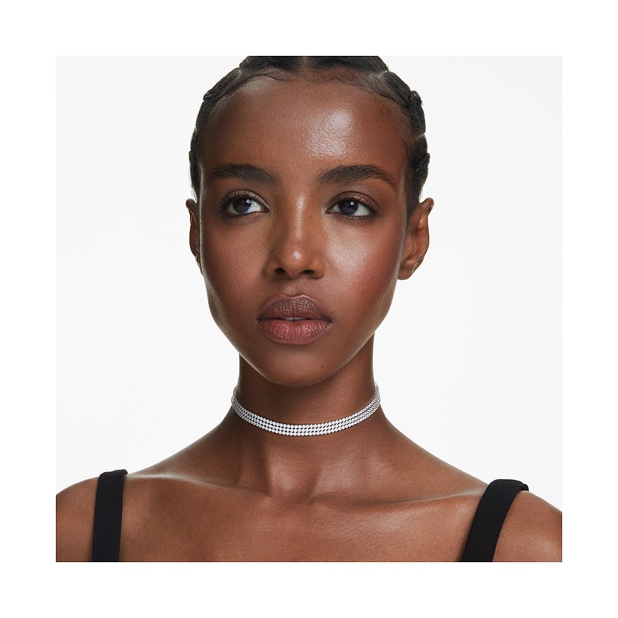 Swarovski Halskette aus Metall mit Kristallen, dreireihig.