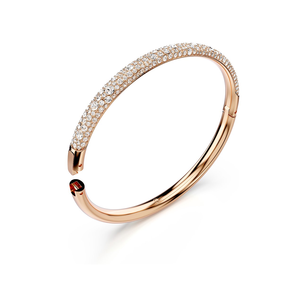 Swarovski Armband aus roségoldfarbenem Metall, besetzt mit weißen Swarovski-Kristallen.