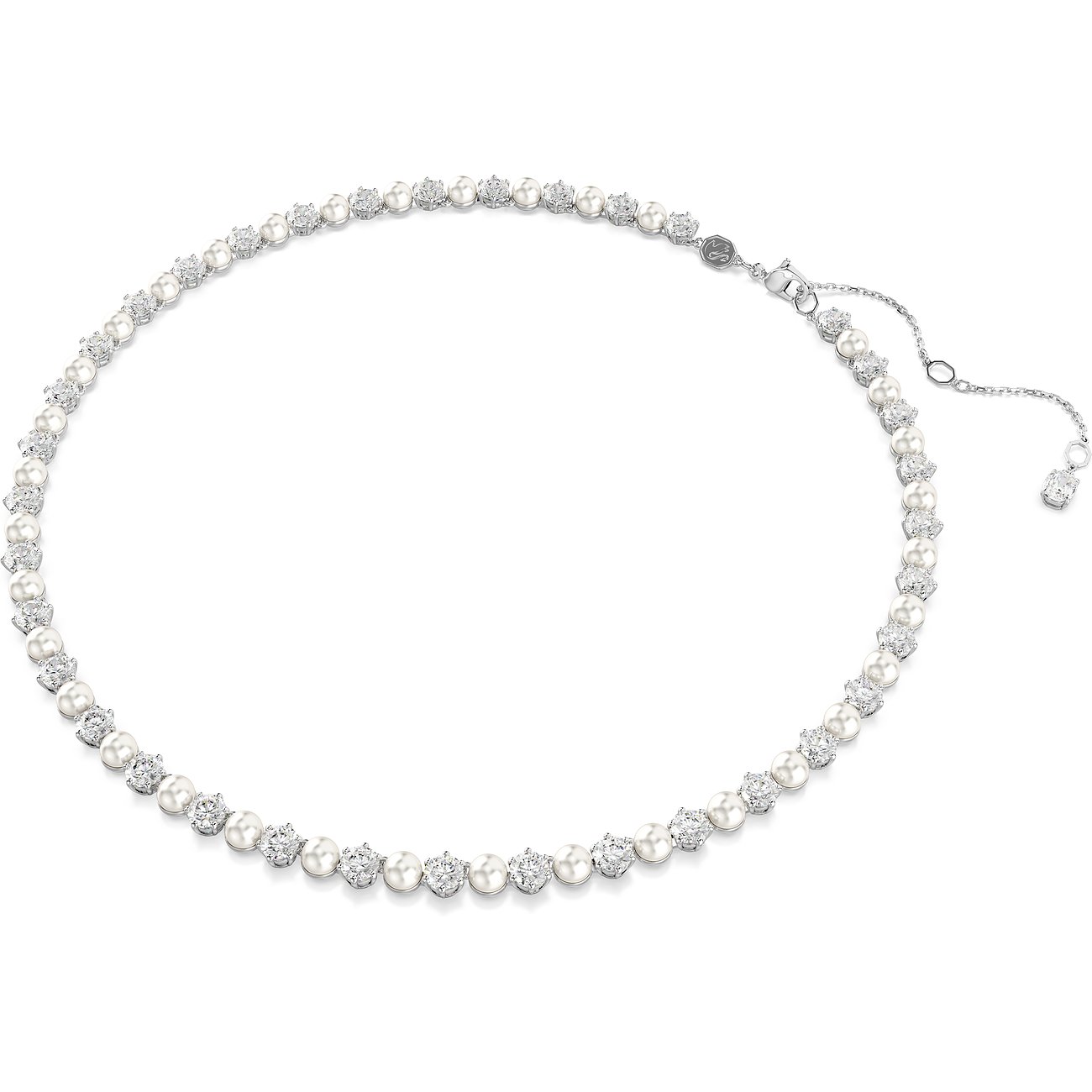 Swarovski ketting van metaal met kristallen en parels.
