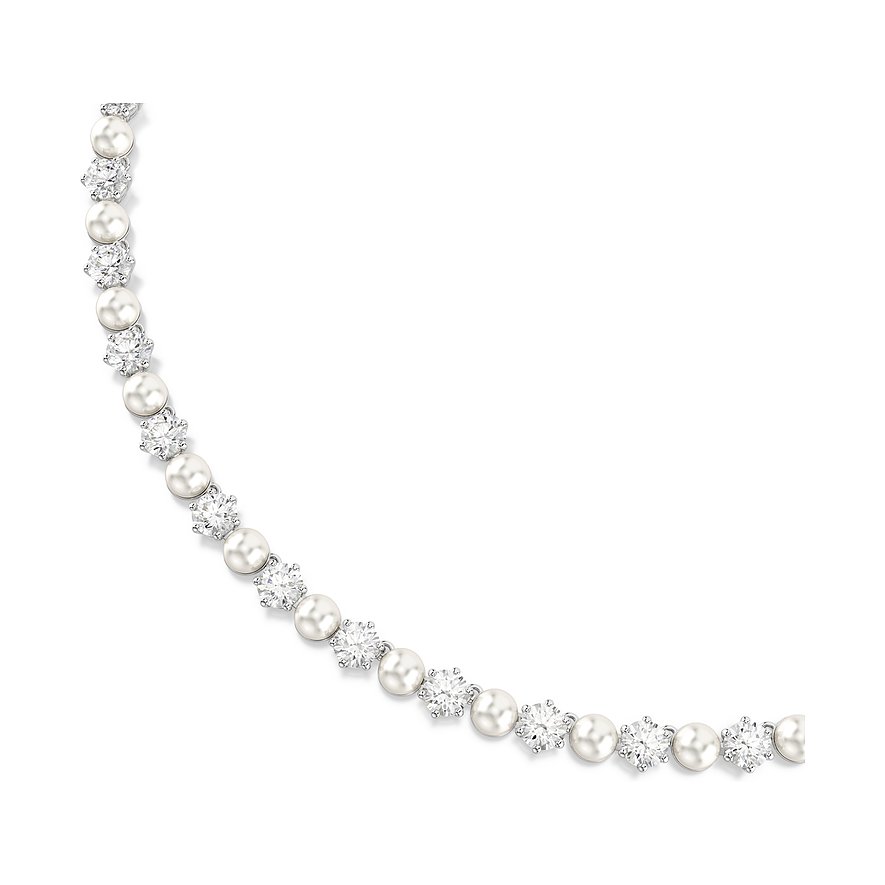 Swarovski ketting van metaal met kristallen en parels.