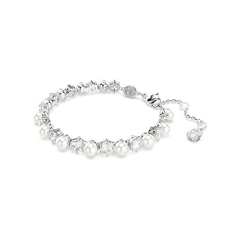 Swarovski Armband aus Metall mit Kristallen und Perlen, mit Karabinerverschluss.