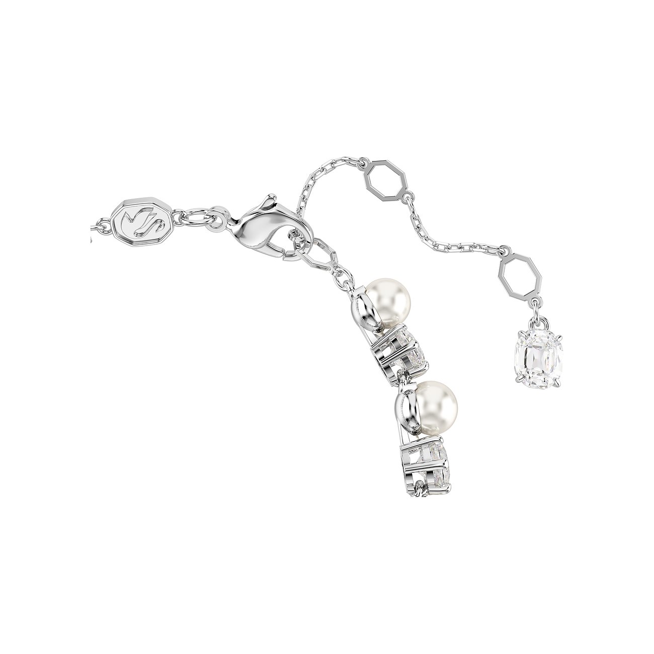 Swarovski Armband aus rhodiniertem Metall mit Perlen und Kristallen.