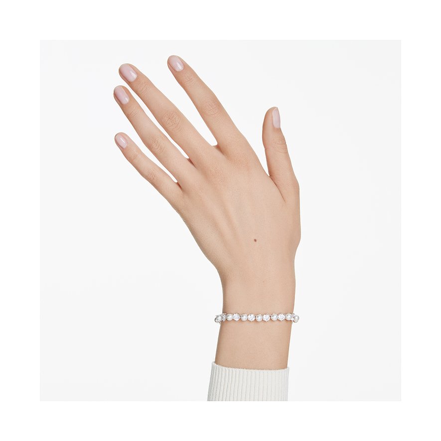 Swarovski Armband aus Metall mit Kristallen, als Tennisarmband mit runden Steinen.