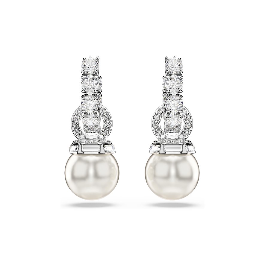 Swarovski Creolen Matrix, Swarovski-Kristall, Damen, Metall, weiß