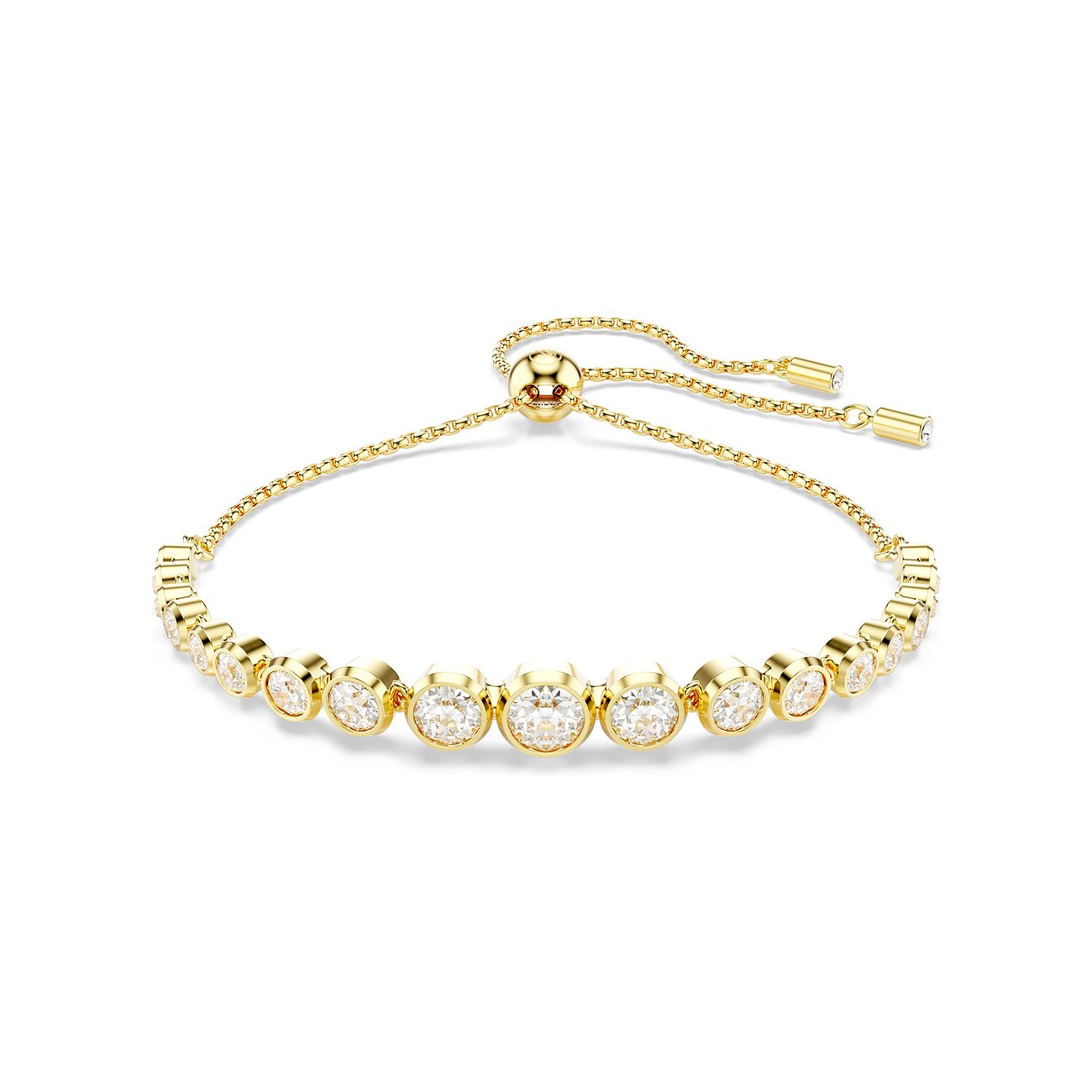 Swarovski armband van goudkleurig metaal met kristallen in stiftzetting.