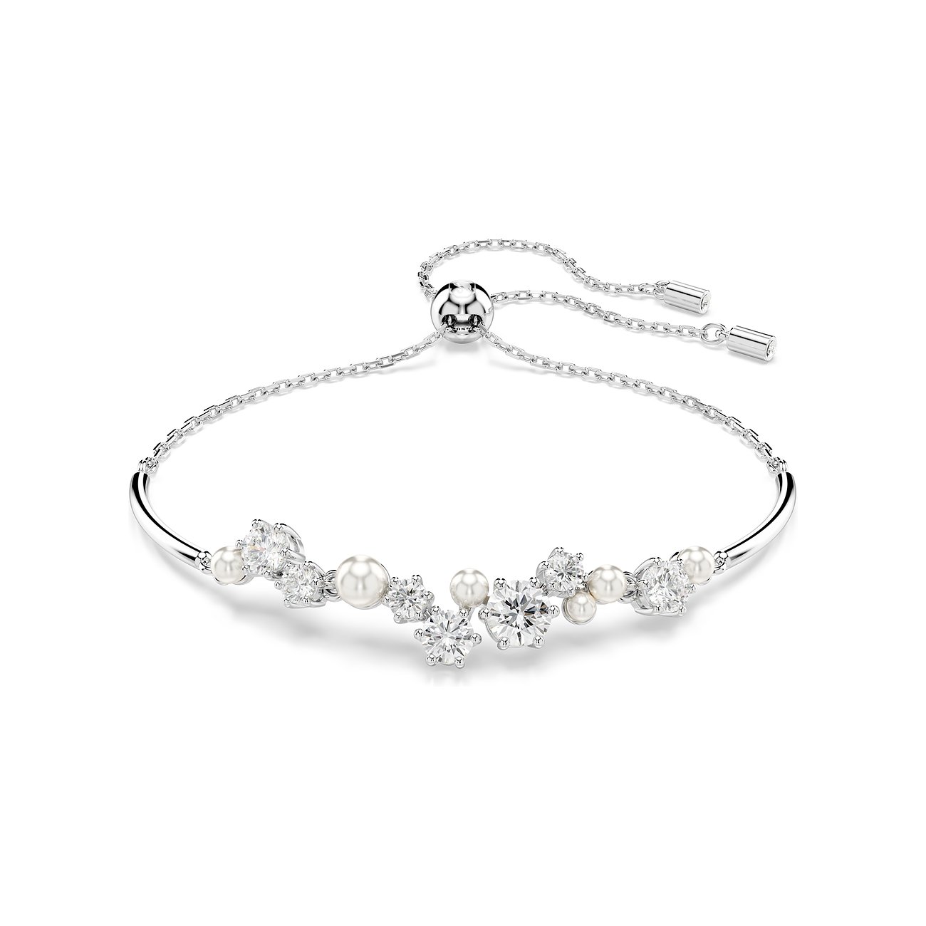 Swarovski armband van metaal met kristallen en parels.