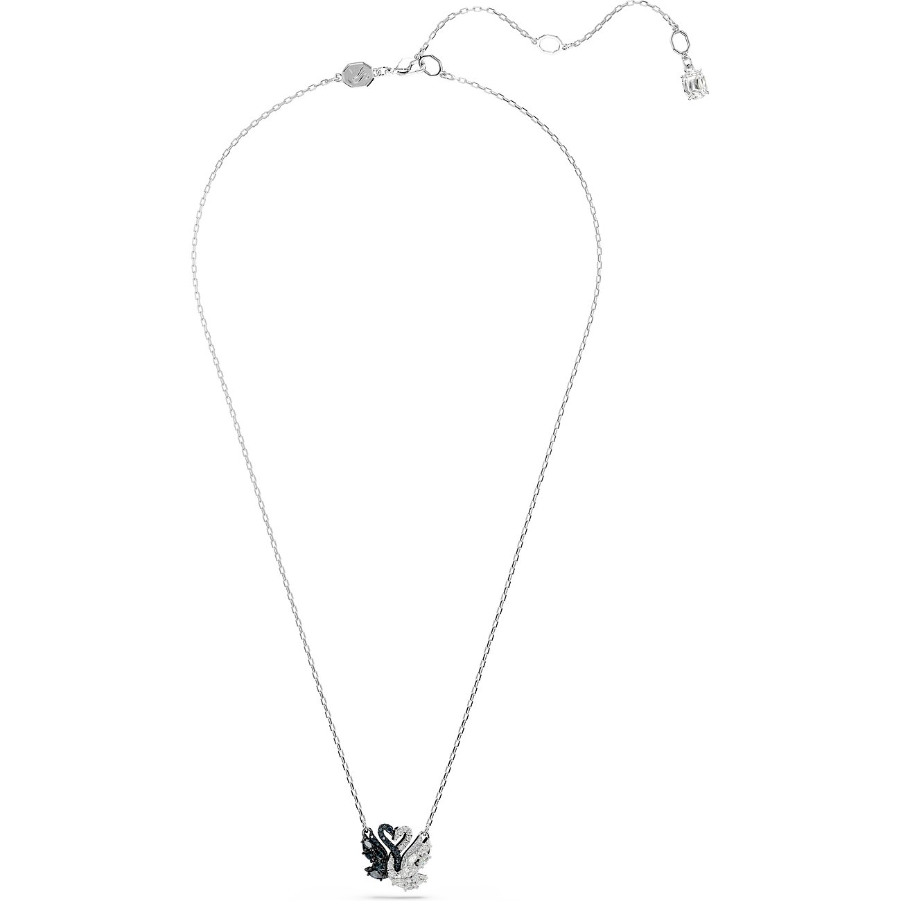 Swarovski ketting van metaal met zwarte en witte kristallen.