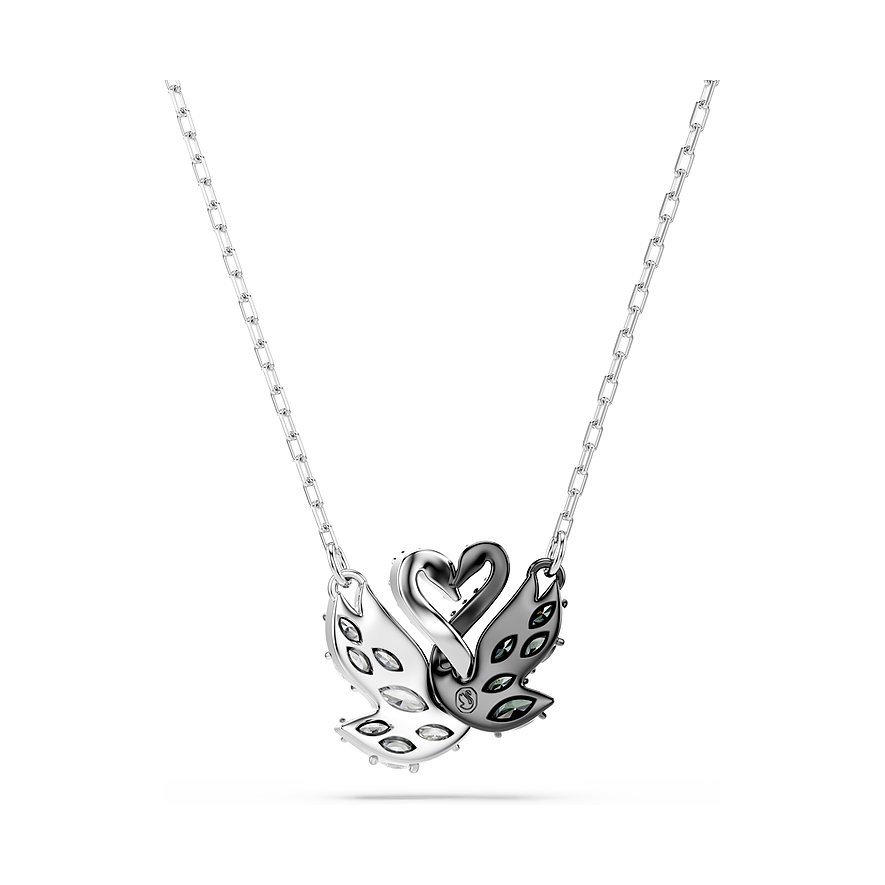 Swarovski ketting met twee metalen zwanen, bezet met kristallen.
