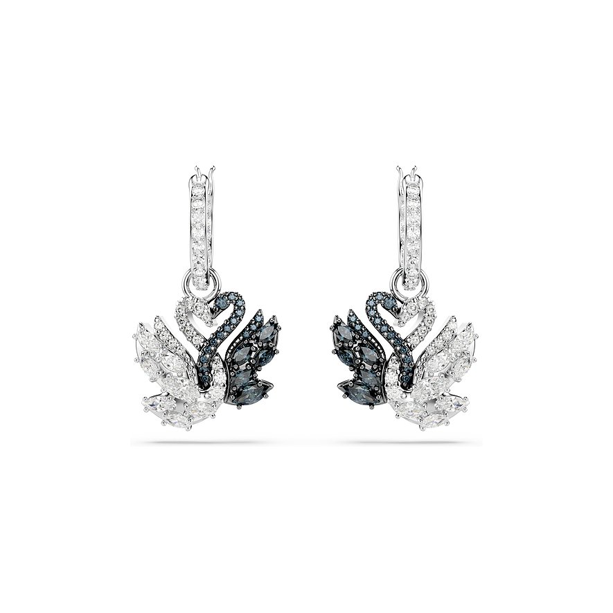 Swarovski Creolen Swan, Swarovski-Kristall, Damen, Metall, weiß