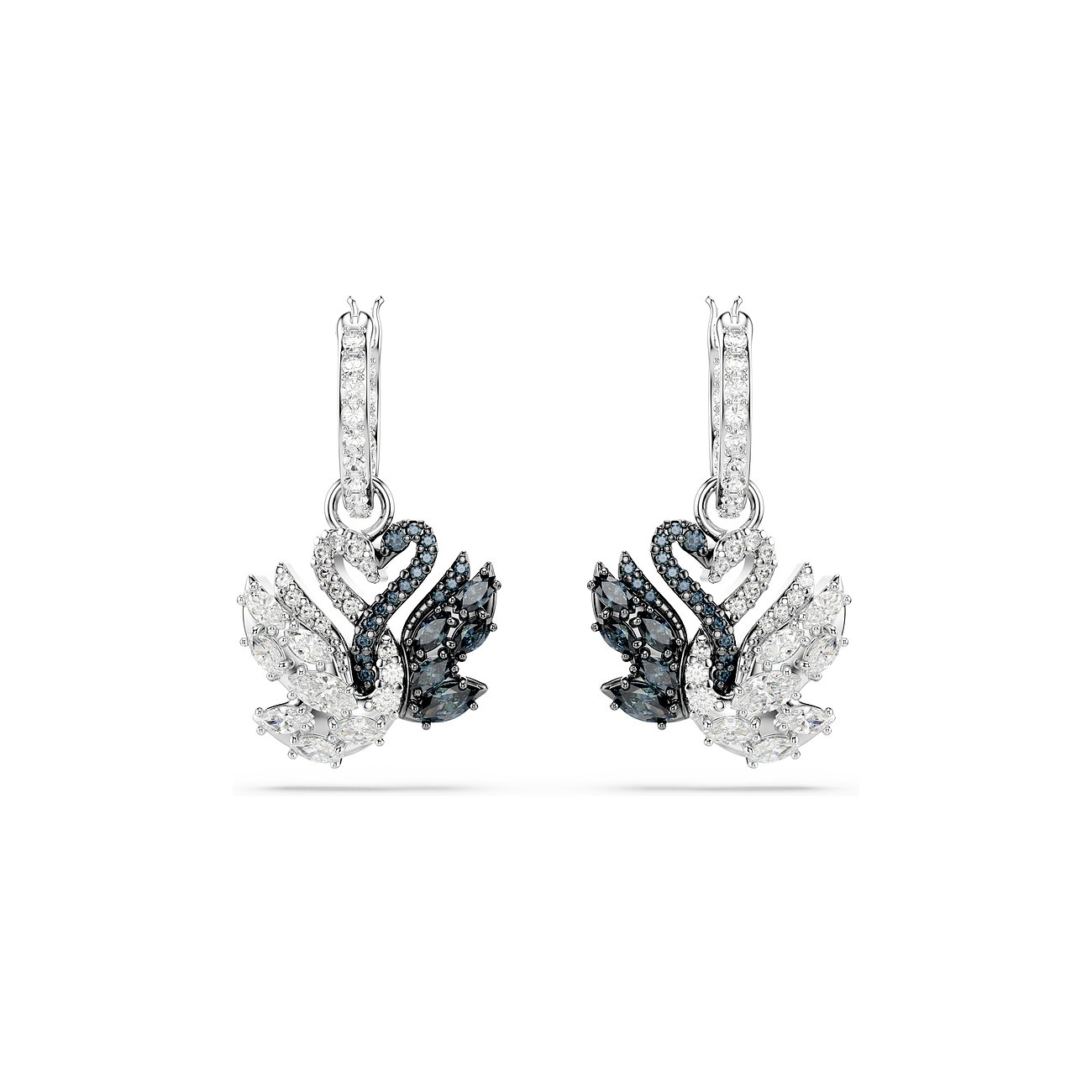 Swarovski oorbellen van metaal met kristallen in zwaanvorm.