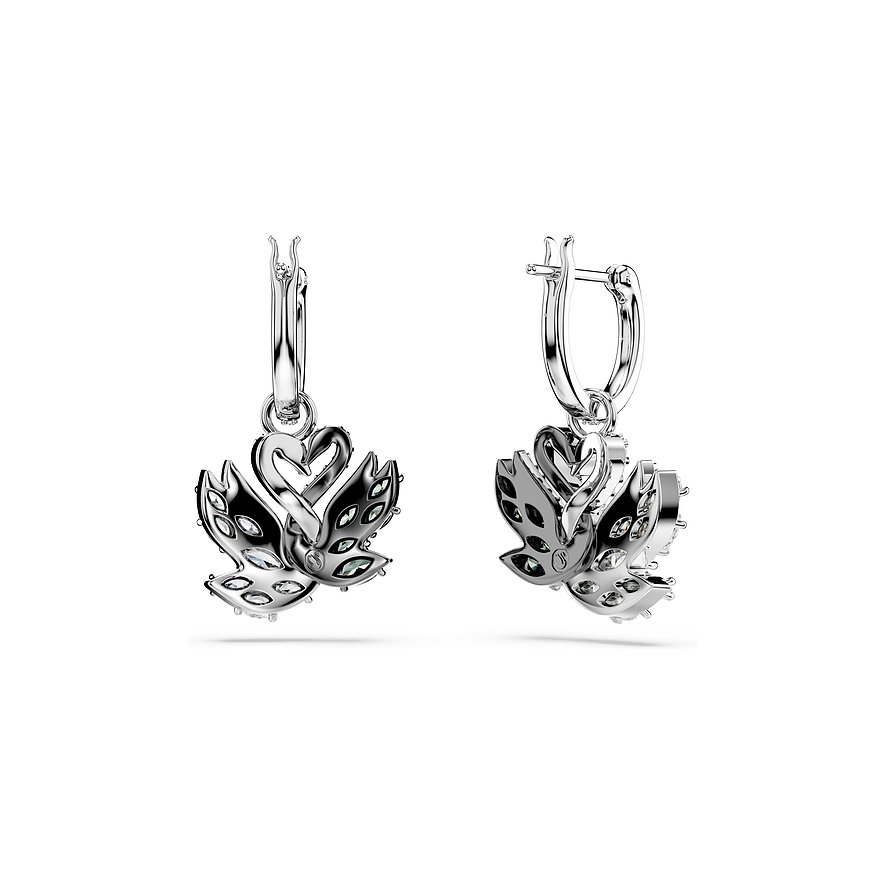 Swarovski metalen oorbellen met kristallen en zwaanmotief.