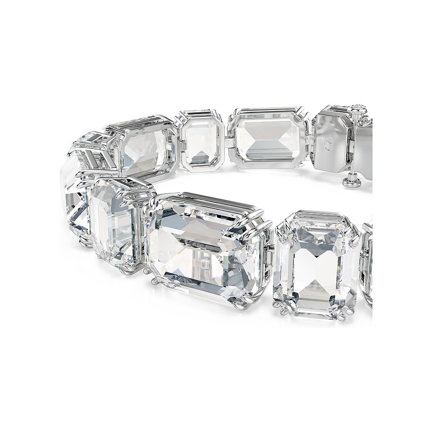 Swarovski Armband aus Metall mit rechteckigen Kristallen.
