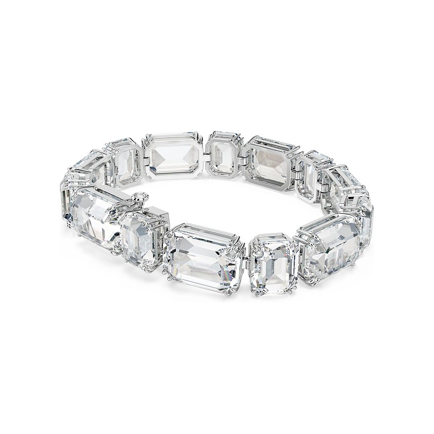 Swarovski Armband aus Metall mit weißen Kristallen, rechteckig.