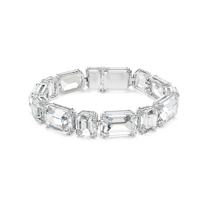 Swarovski Armband aus Metall mit rechteckigen Kristallen.