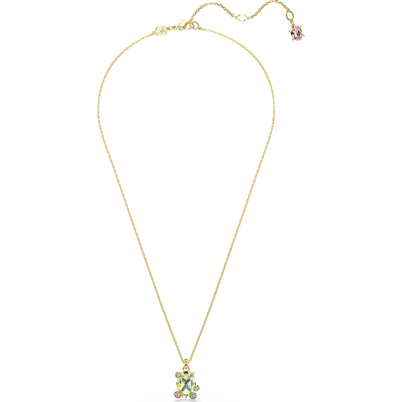 Swarovski Halskette aus Metall mit bunten Kristallen.